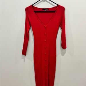 Red Button-Down Dress